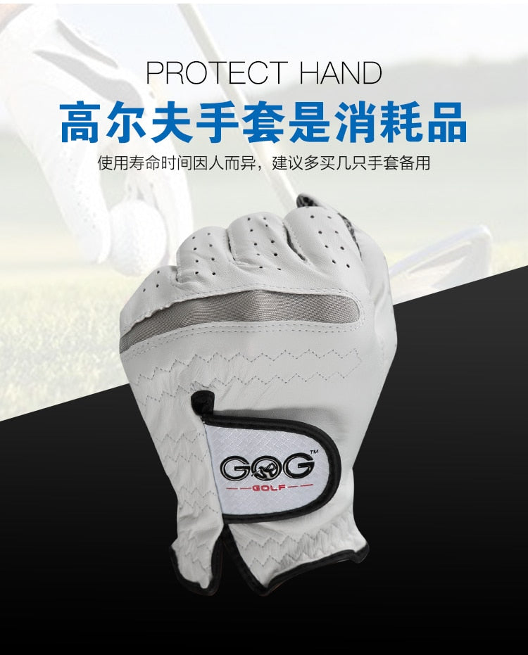 1 Pcs Genuine Leather Anti-Slip Granule Golf Gloves For Left/Right Hand.