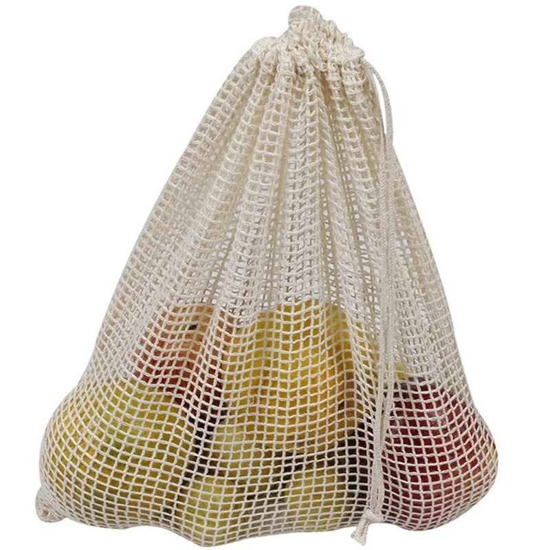 Reusable Cotton Mesh Produce Bags for Vegetables/ Fruit.