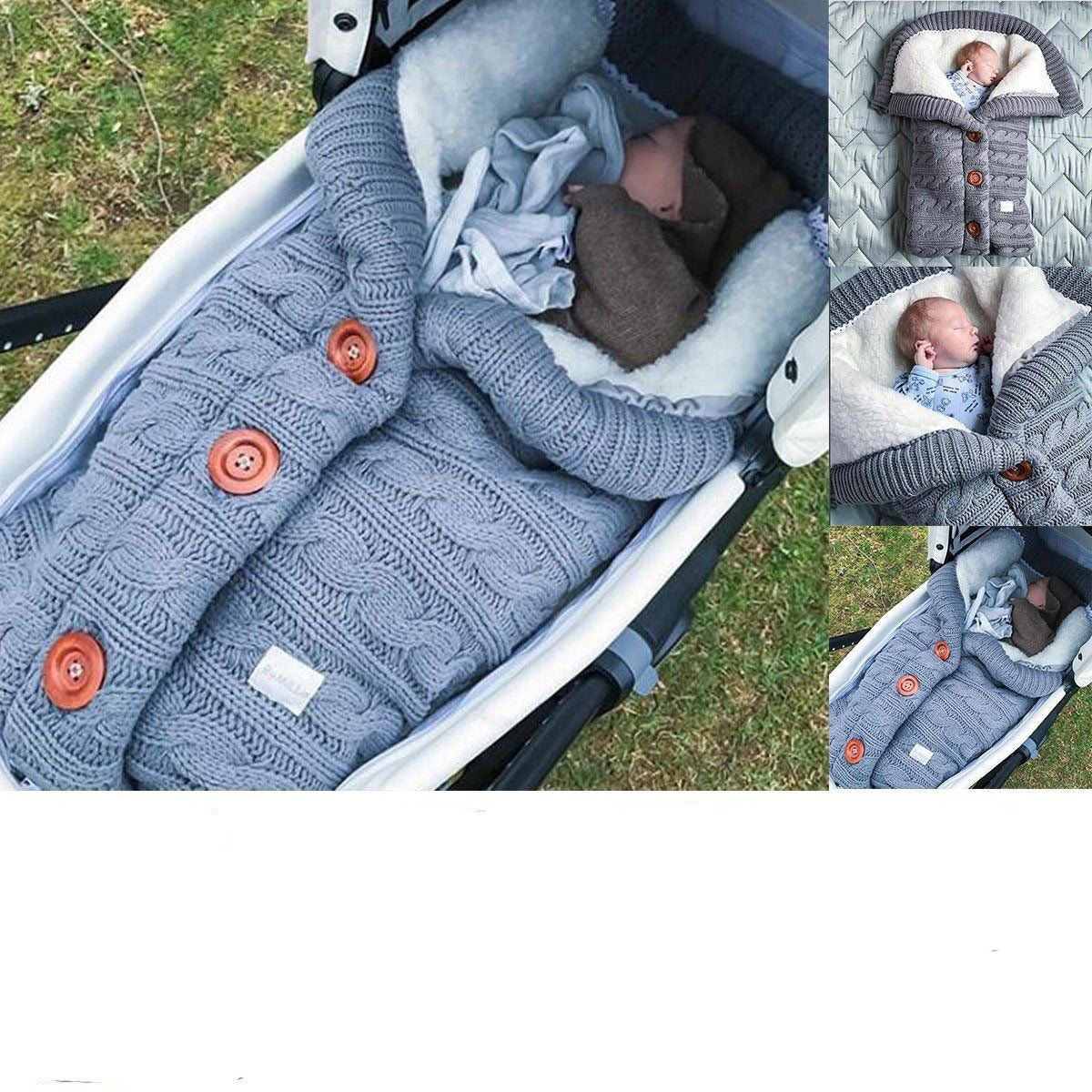 Baby Wool  Button Up Sleeping Bag, Cozy for Autumn Weather in strollers.
