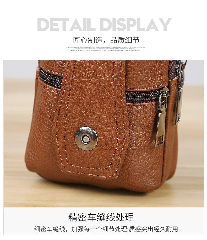 Men Leather Waist Belt Bag.