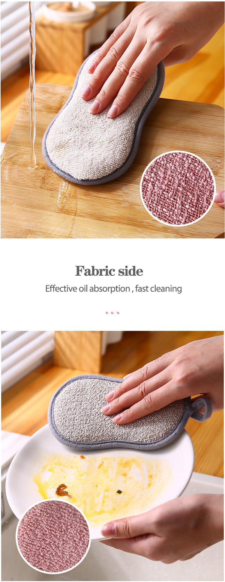 6/3/1pcs Double Sided Nylon/Fabric Sponge Scrubber.