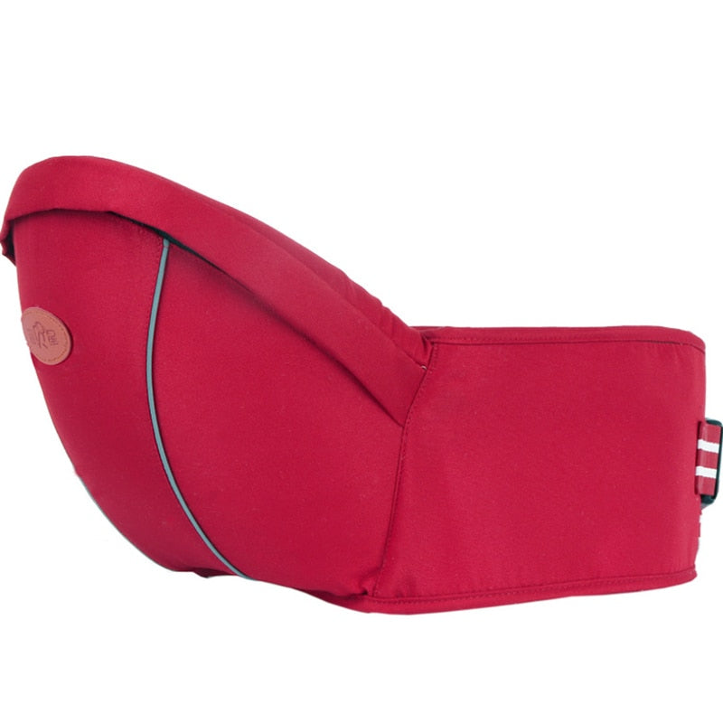 Infant hip rest and waist belt with plenty of storage.