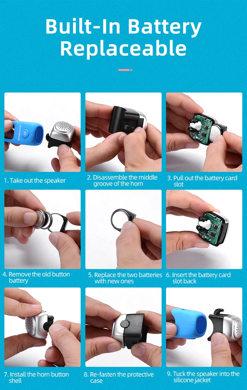 ROCKBROS Battery operated 110db Silicone/Waterproof Bike Horn.