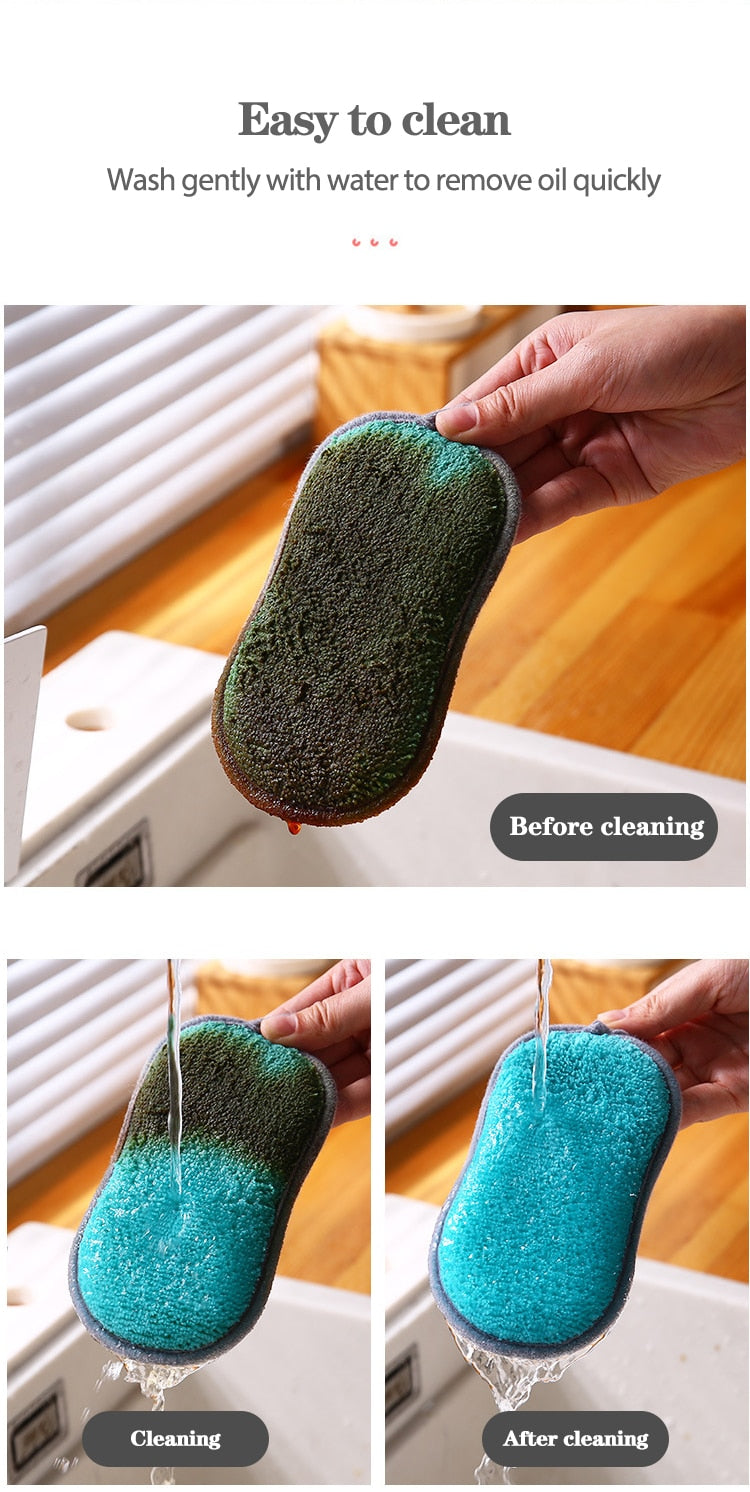 6/3/1pcs Double Sided Nylon/Fabric Sponge Scrubber.