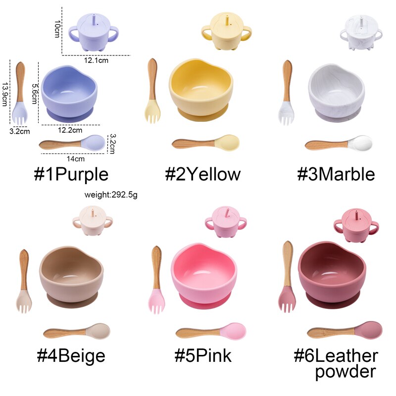 Babies Silicone Bowl, Fork, Spoon, OR Cup and Straw With Suction Cup.