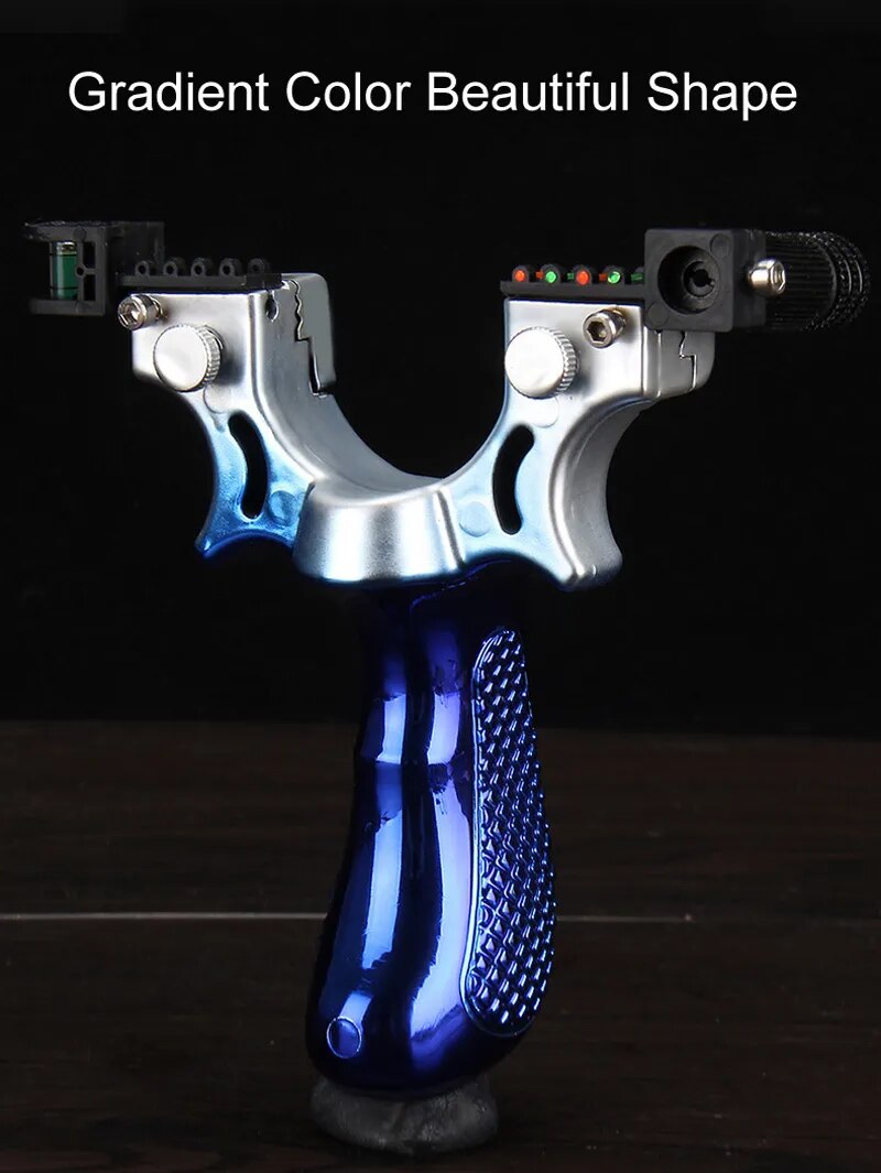 Laser Aiming Anti Slip Gradient Blue Slingshot.