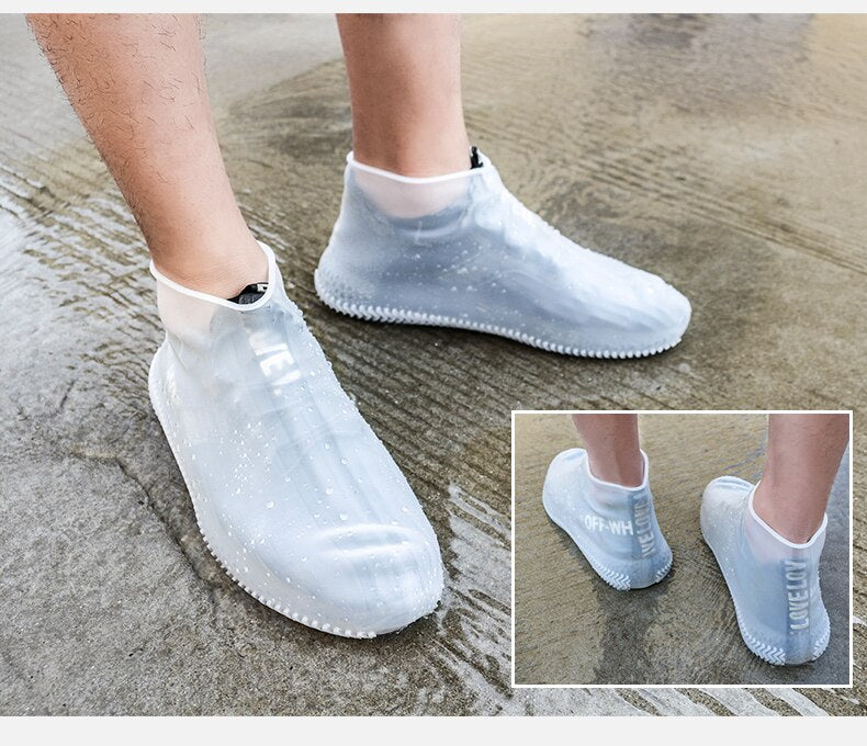 Reusable non slip, silicone outdoor shoe cover. waterproof. Great for cycling in rainy weather.