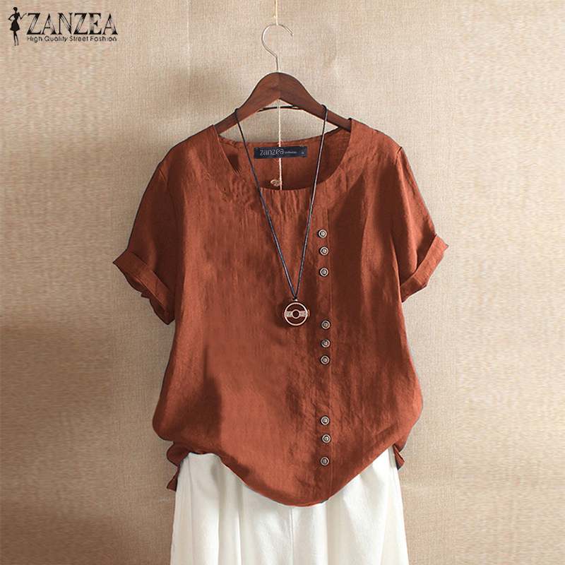 ZANZEA Women's Casual Cotton Long Sleeve Shirts.