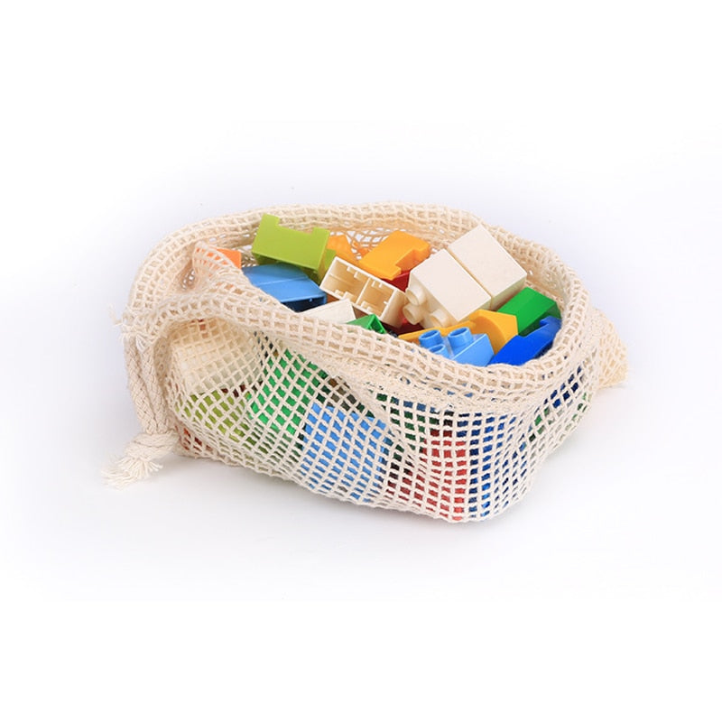 Reusable Cotton Mesh Produce Bags for Vegetables/ Fruit.