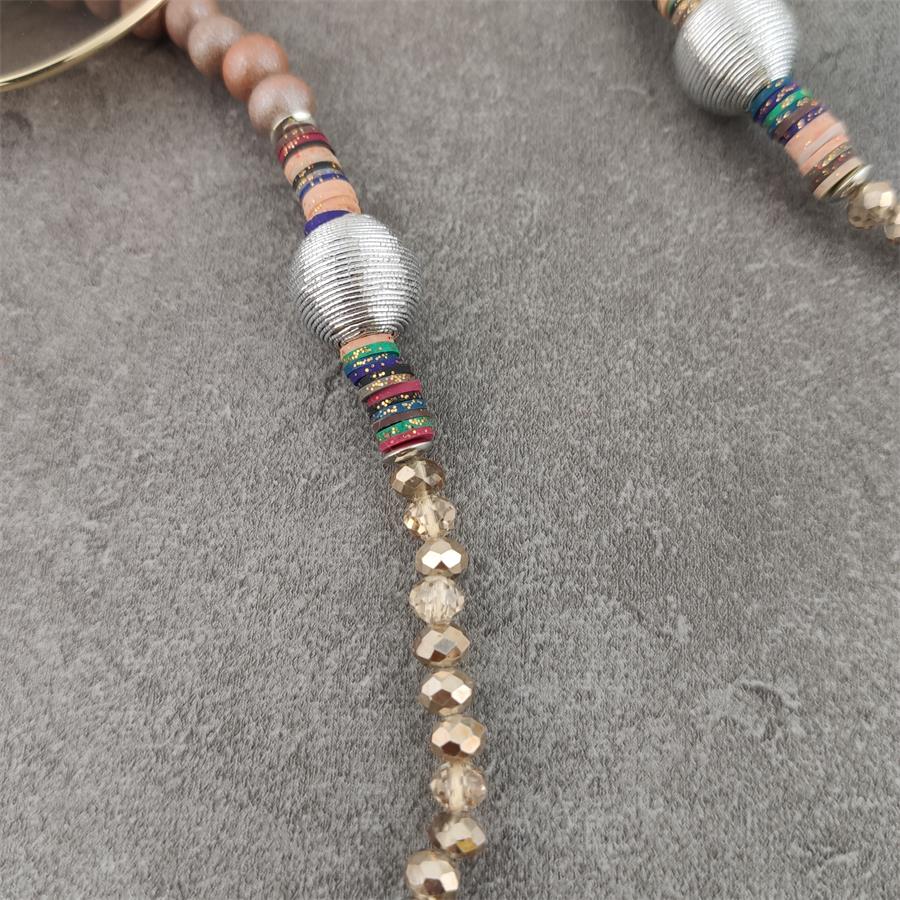 Boho Wood Bead Chains with Silver Metal Balls For Eyeglasses/Sunglasses.