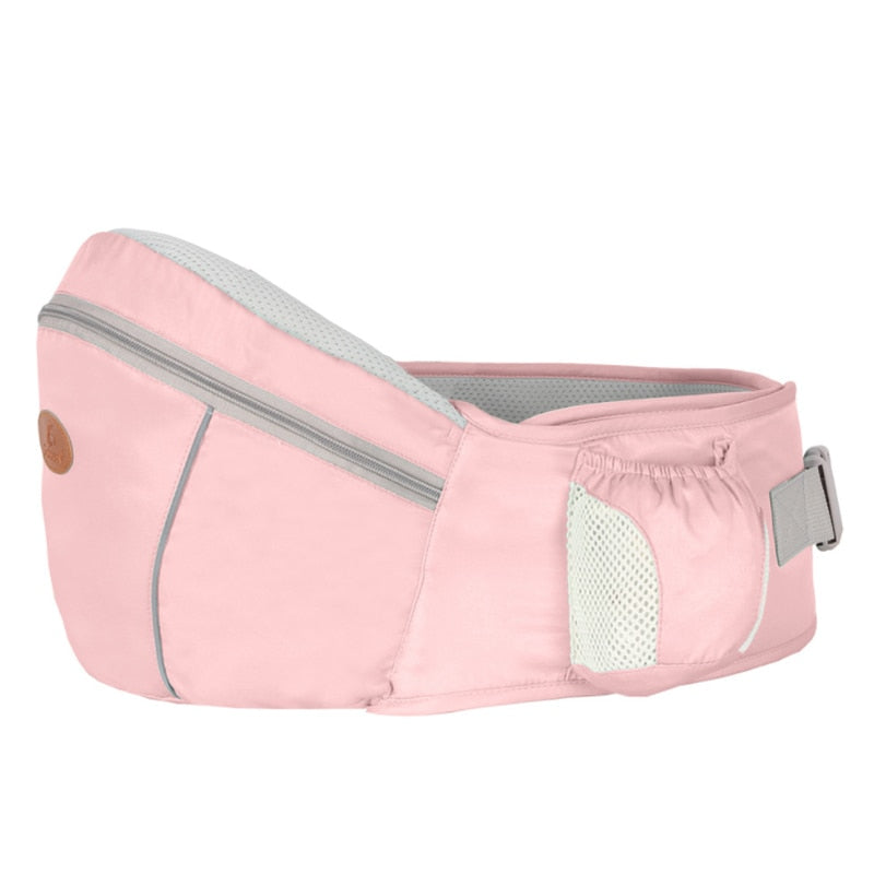 Infant hip rest and waist belt with plenty of storage.