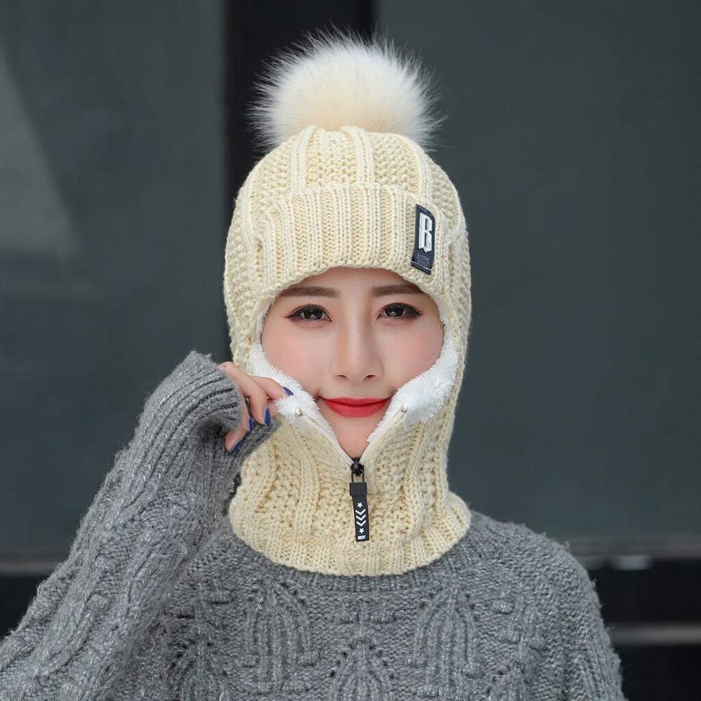 Women Wool Knitted Ski Hat. Warm, thick scarf to protect you from winter winds.