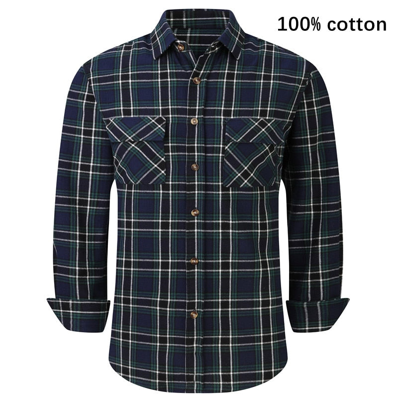 Men's Plaid Flannel Casual Long-Sleeved Shirt. Sizes For (USA SIZE S M L XL 2XL)