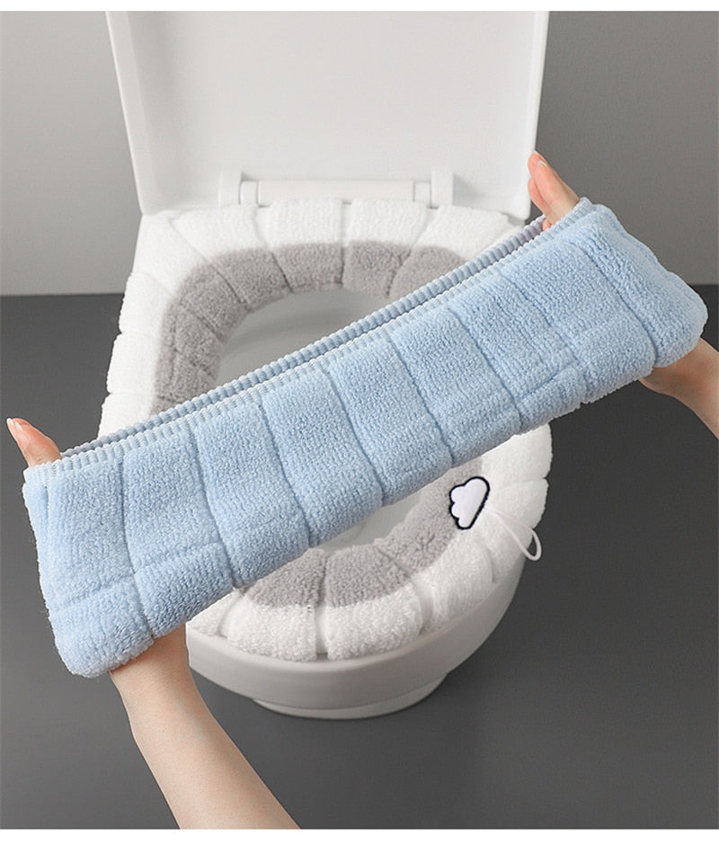 Universal Soft Warm Toilet Seat Cushion.  Easily removed and washable.