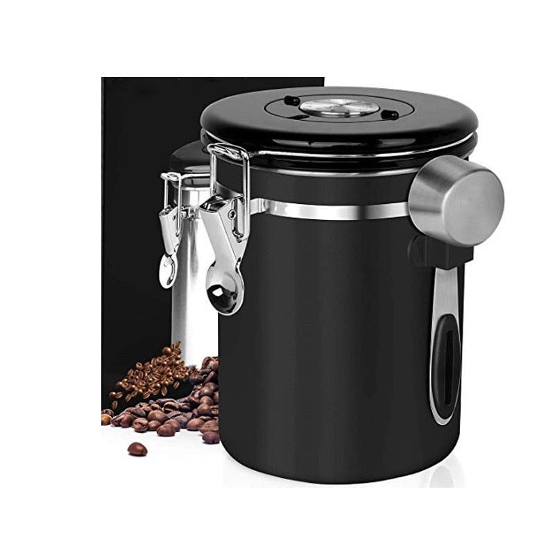 Stainless Steel Sealed Storage Jar. Moisture-proof to store Coffee Beans, Milk Powder, OR Grains.
