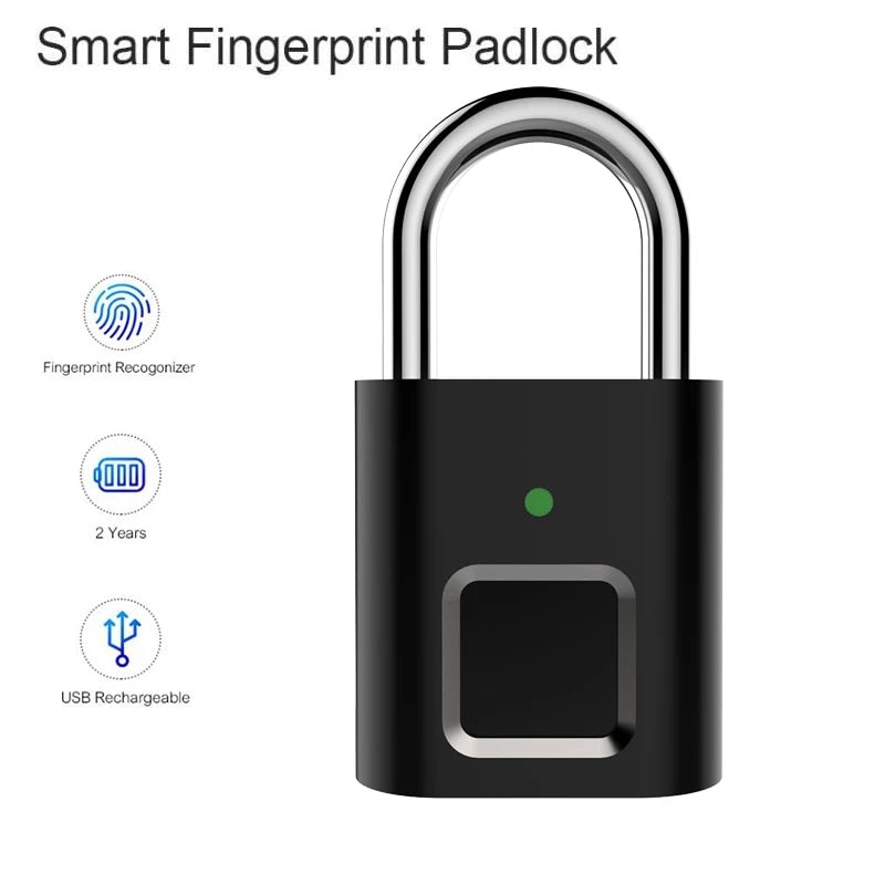Mini & Smart Biometric USB Rechargeable Thumbprint Padlocks For Quick Keyless Entry.