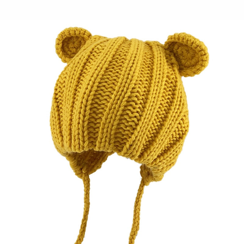 Knitted Winter Baby Hat with Ears,