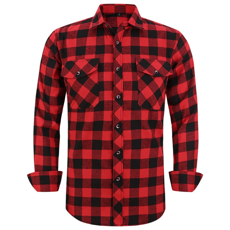 Men's Plaid Flannel Casual Long-Sleeved Shirt. Sizes For (USA SIZE S M L XL 2XL)
