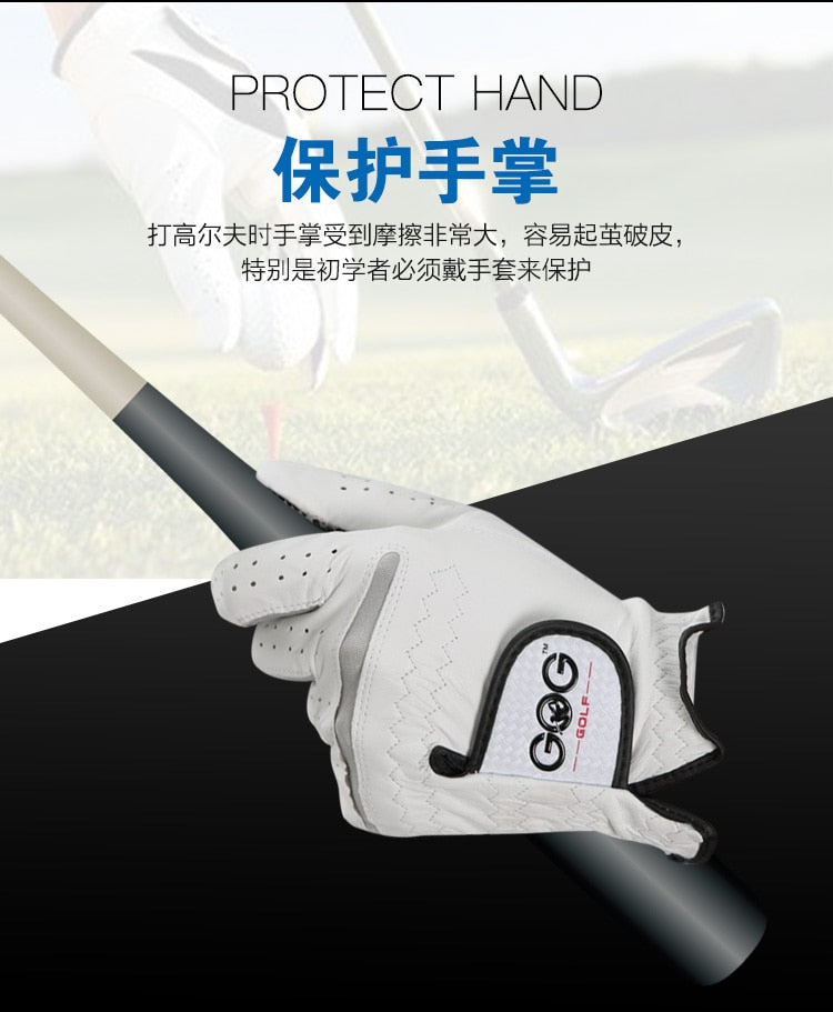 1 Pcs Genuine Leather Anti-Slip Granule Golf Gloves For Left/Right Hand.