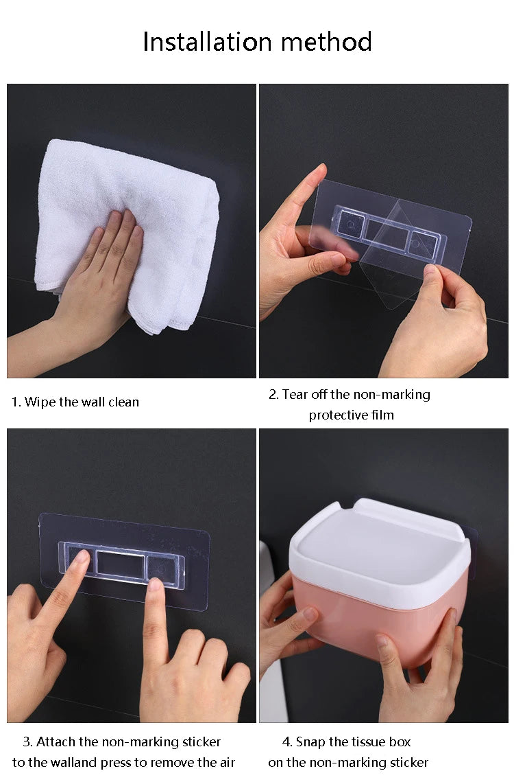 Waterproof Wall Mount Tissue Holder for Bathrooms With Shelf