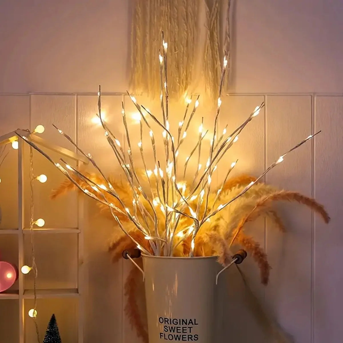 1 PC Battery Operated 20 LED White Birch Branch Lights
