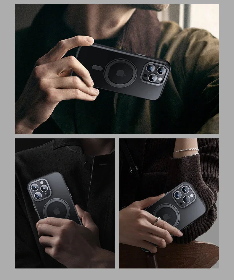 Magnetic 360°Rotation Stand Phone Case For Iphone 12 13 14 15 16 17 Pro Max Plus With Ring Holder