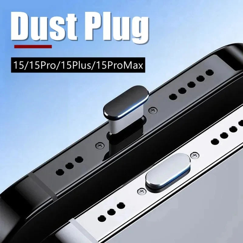 2Pcs 15PM Metal Dust USB Type-C Protection Cap For iPhone 15 Pro Max 15Plus