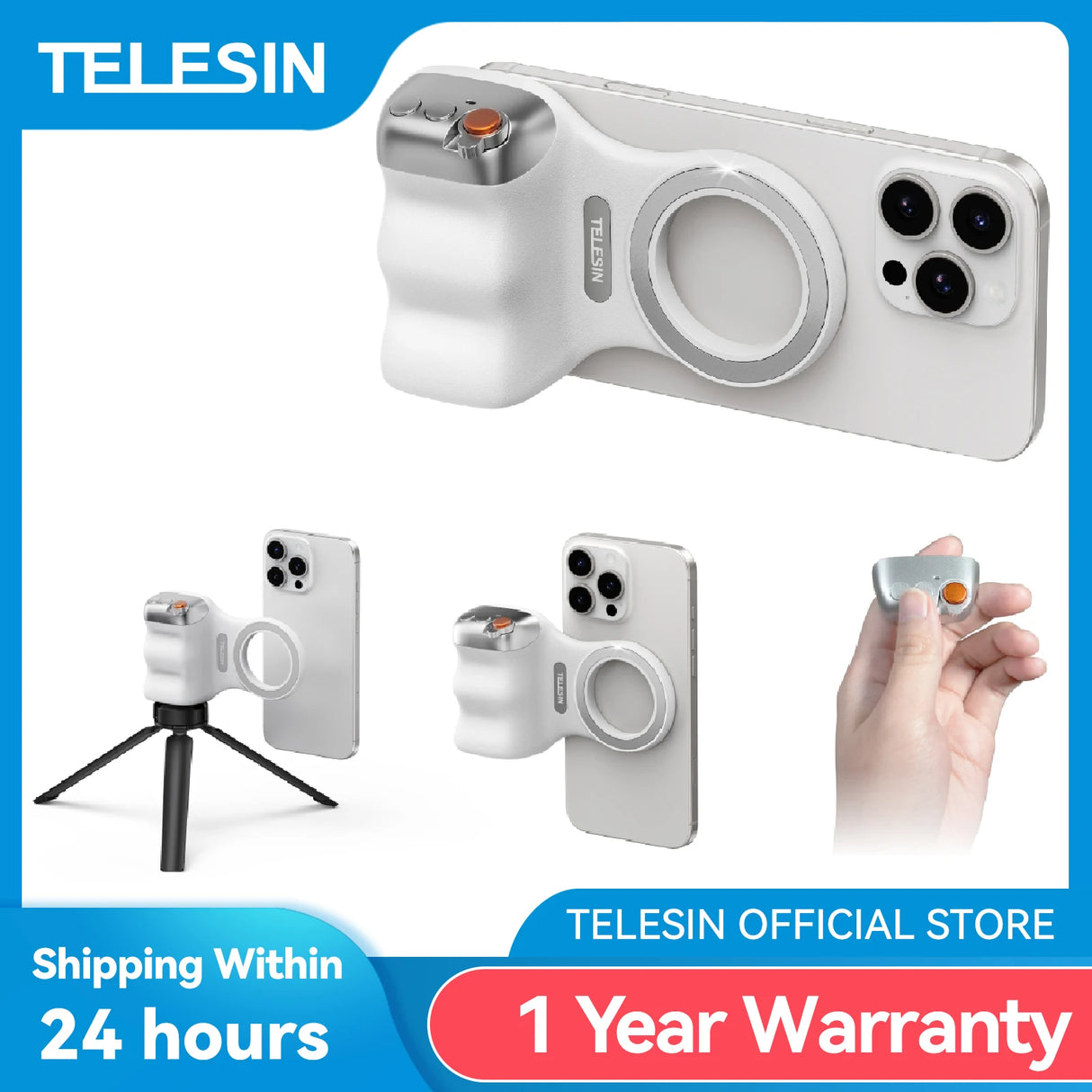 TELESIN Magnetic Phone Camera Holder With Remote Control For iPhone And Samsung