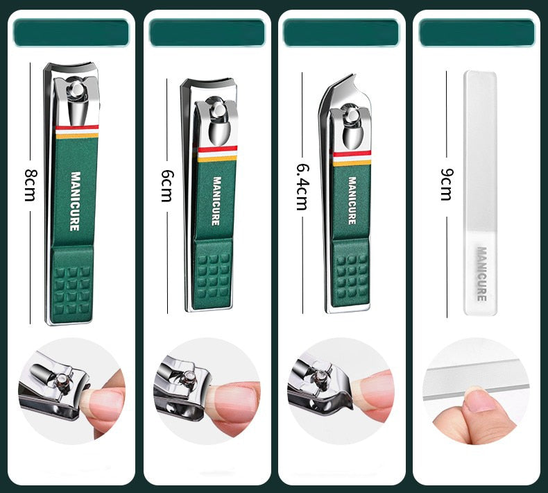 12-16pcs Stainless Steel Manicure Set With Folding Bag.