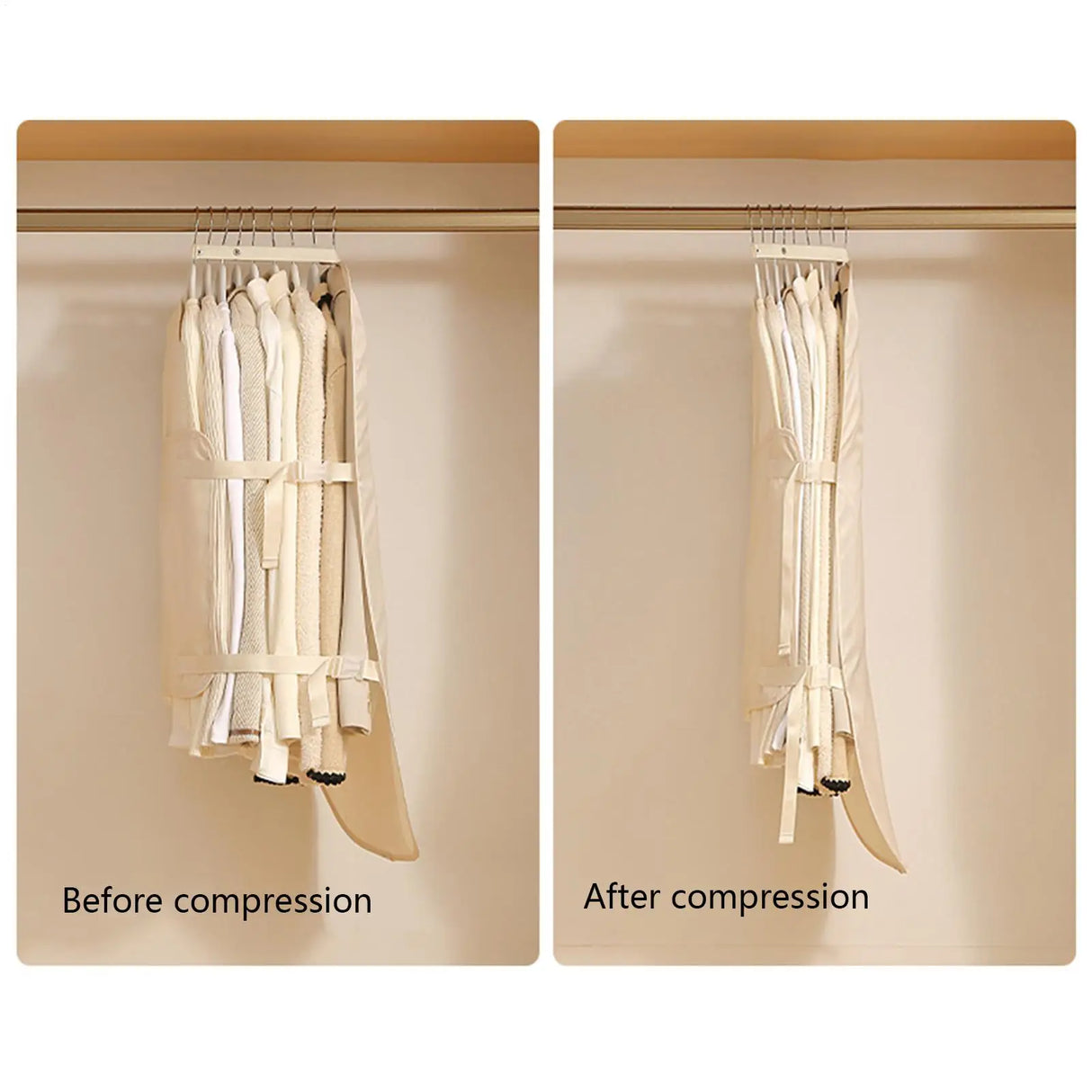 Vacuum Compressed Adjustable Seasonal Storage Organizer For Suits Coats Or Sweaters