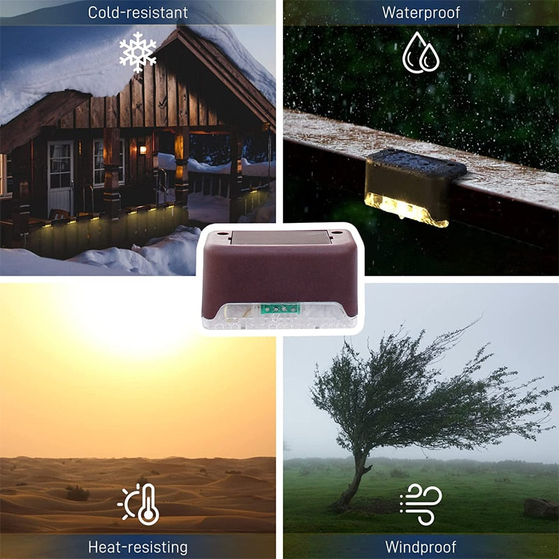 Solar Outdoor waterproof garden LED lights. Light up your patio, path, deck fence and stairs.