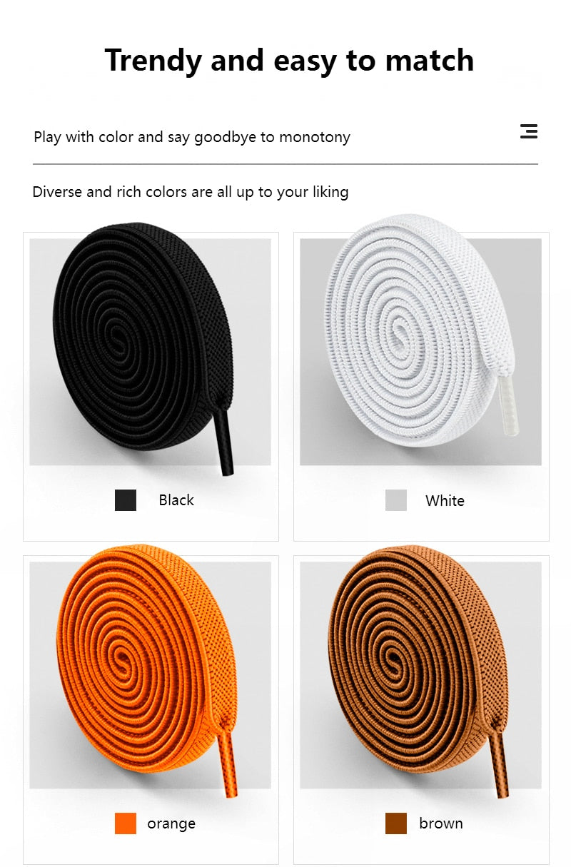 8MM Widened Flat Press Lock Shoelaces.