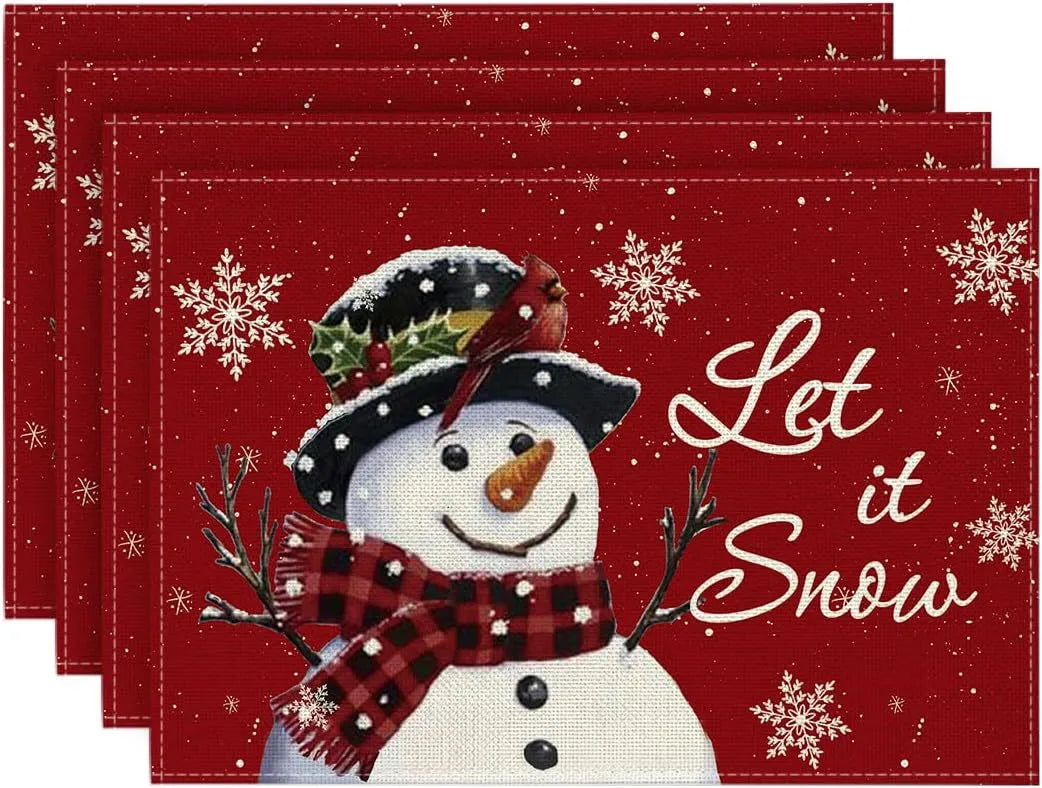 4PCS 30*45CM Linen Christmas Table Placemats