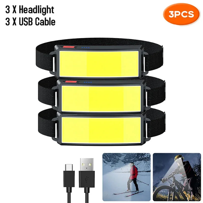 Powerful Headlamp With COB LED Built-in Type-C Rechargeable Battery