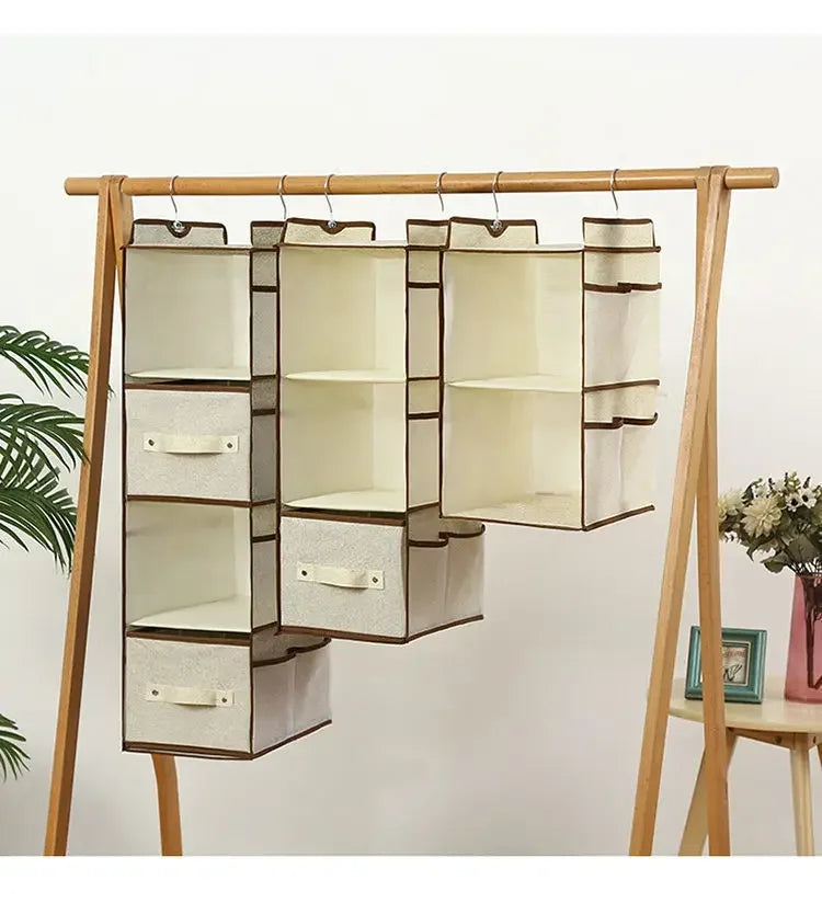 Hanging Non-woven Wardrobe Organizer With Optional Pockets And Drawers