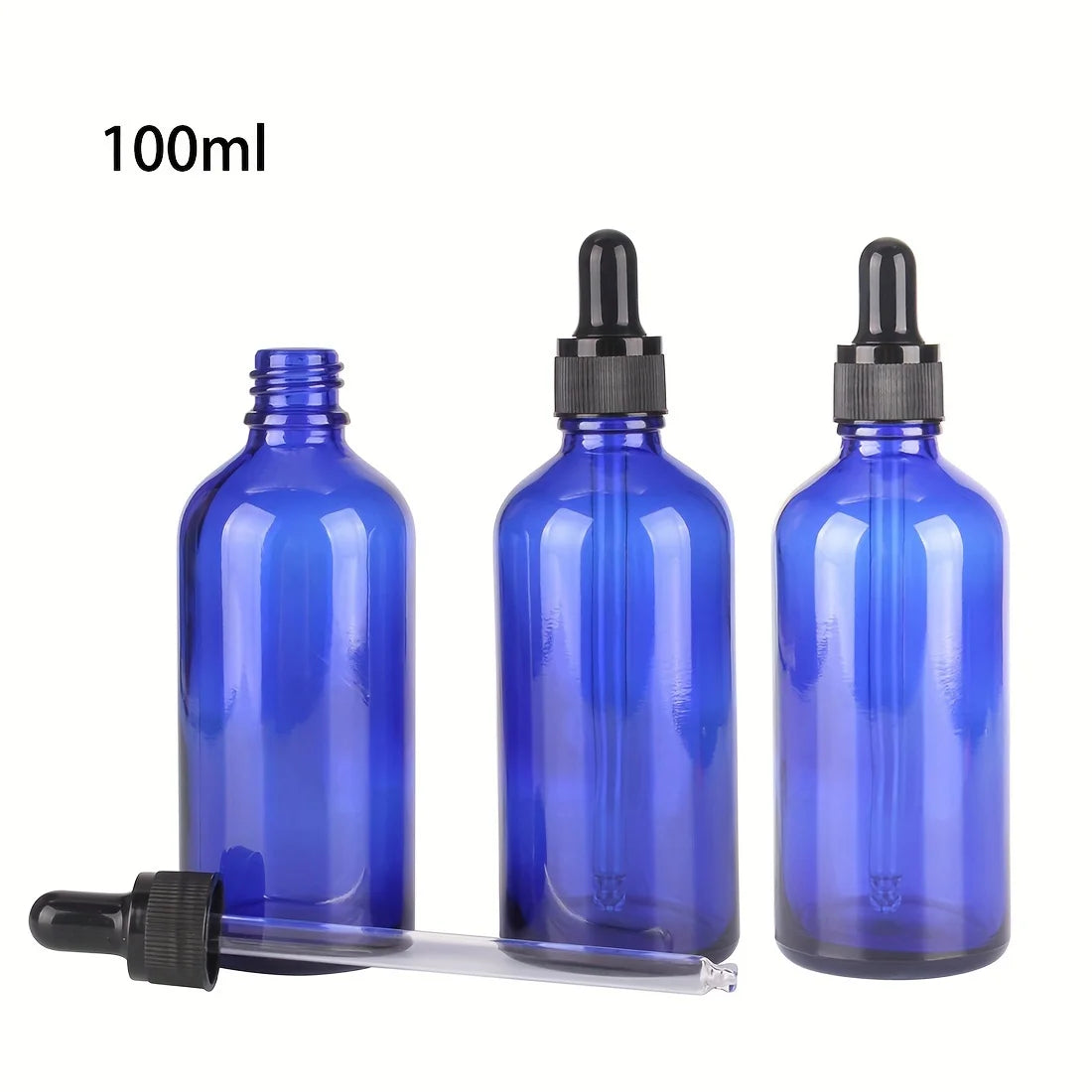 3 Pieces/lot 5ml 10ml 15ml 20ml 30ml 50ml 100ml Blue Glass Dropper Bottle with Glass Pipette for Cosmetic, Perfume Or Essential Oils