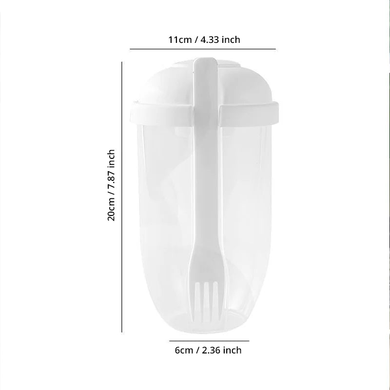 1pc White Or Green Portable Bottle Salad Container With Fork