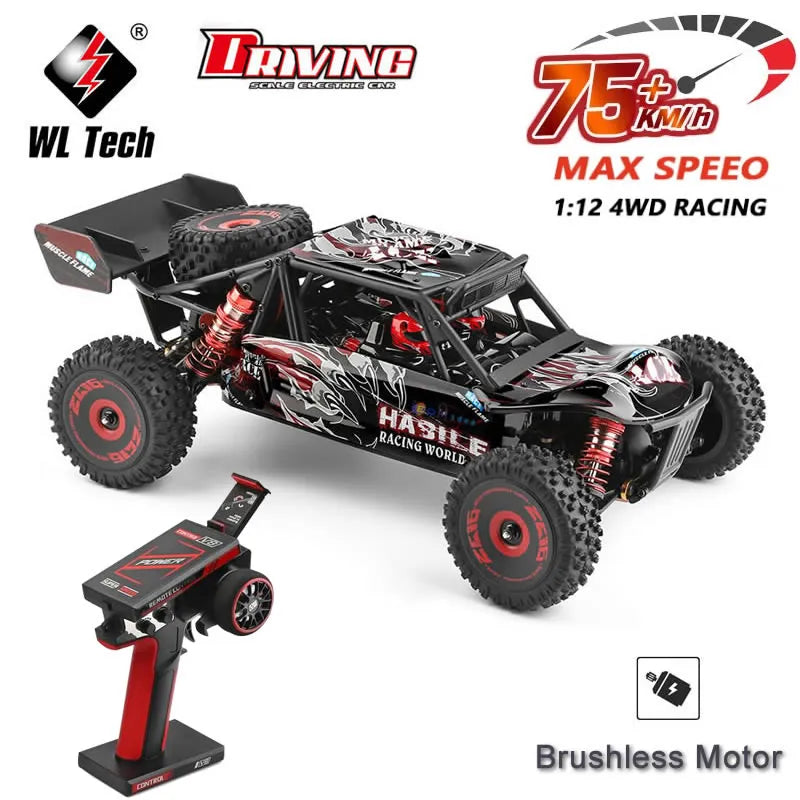 WLtoys -WL Off-Road Remote RC Racing Car 124016 V8 V2 1/12 4WD High Speed Brushless Motor.