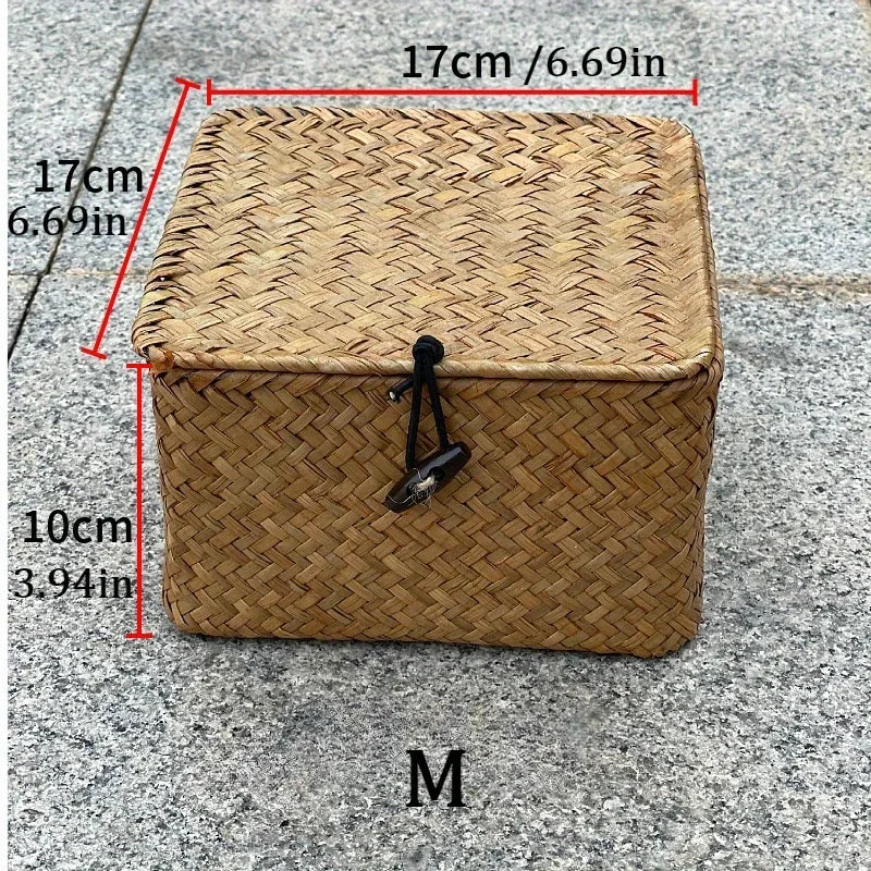 Seaweed Woven Storage Box with Cover
