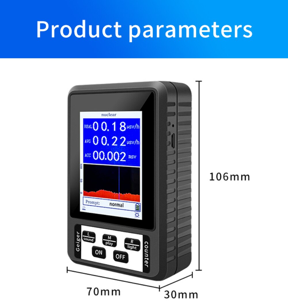 BR-9B XR-1 Nuclear Radiation Detector Color Display Screen Geiger Counter Personal Dosimeter Marble Detectors Beta Gamma X-ray