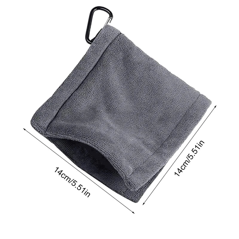 Square Microfiber Golf Ball Cleaning Towel With Carabiner