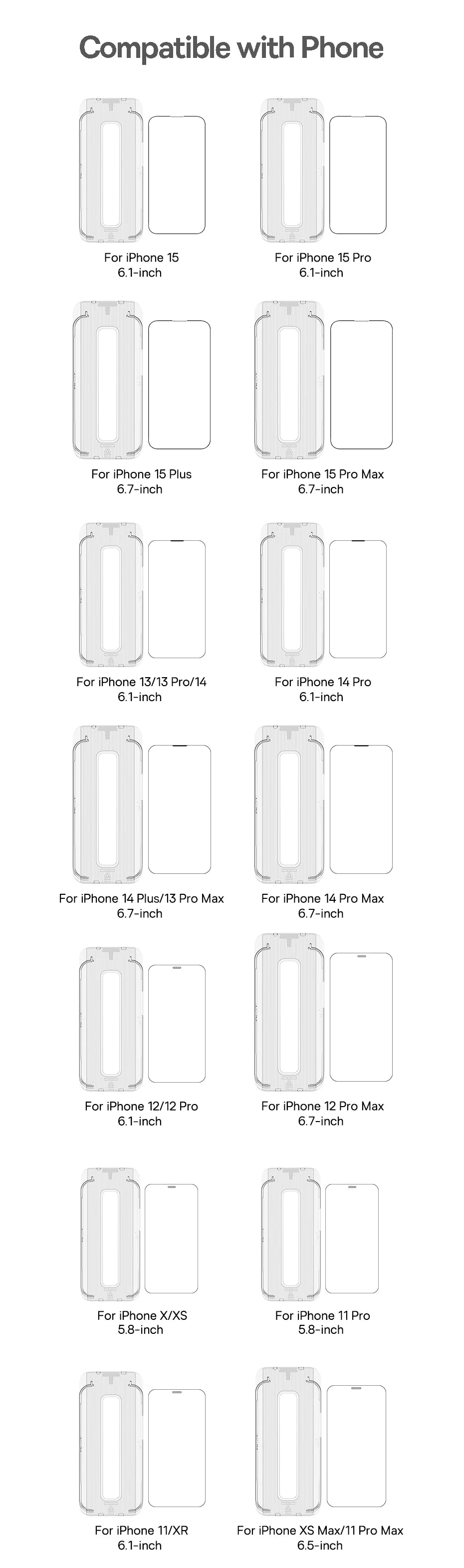 Baseus 0.4mm Corning Tempered Glass Screen Protector For iPhone 16 15 14 13 Pro Max