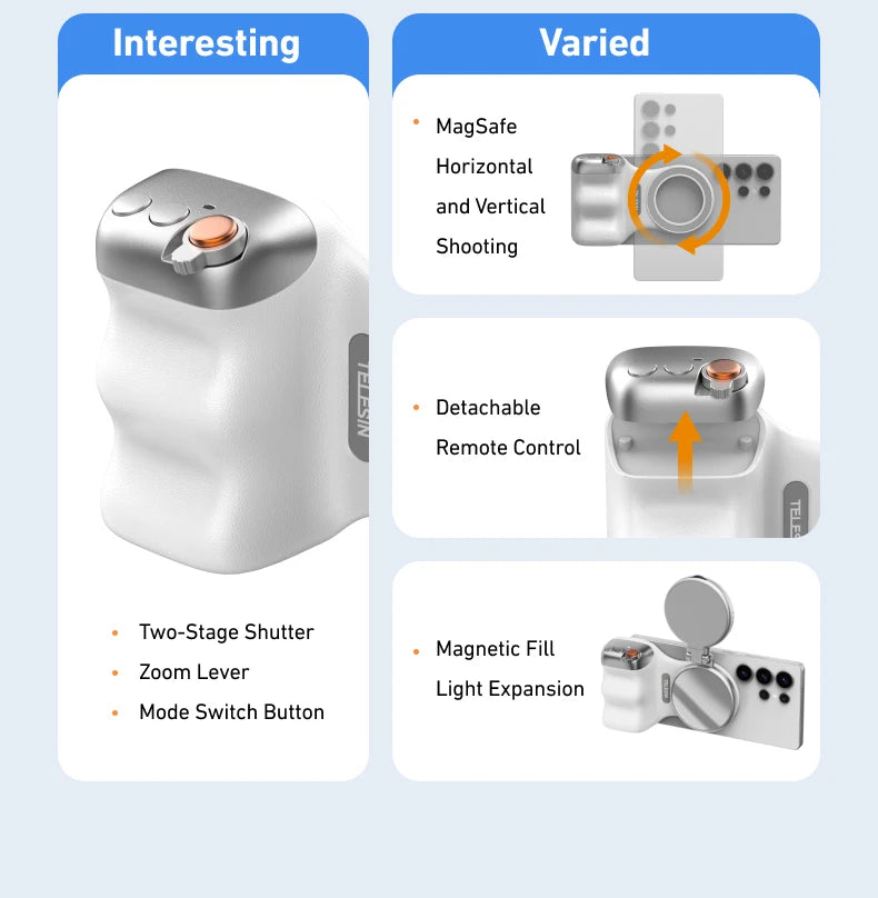 TELESIN Magnetic Phone Camera Holder With Remote Control For iPhone And Samsung