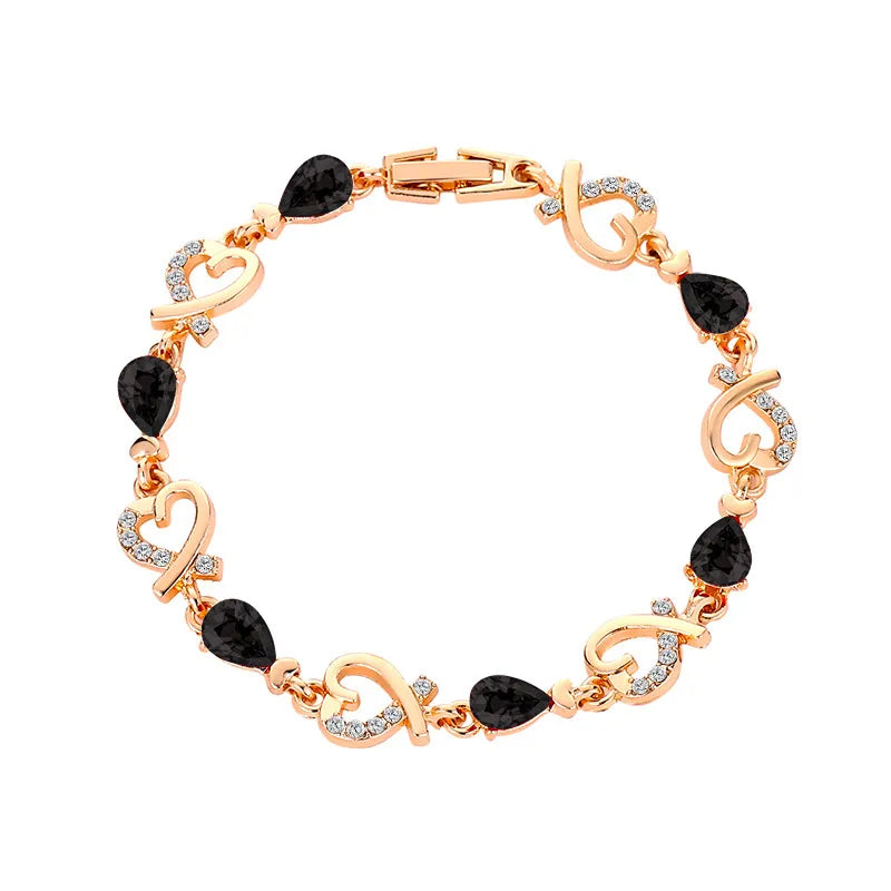 SUMENG New 5 Colors Crystal Heart Chain Bracelet.