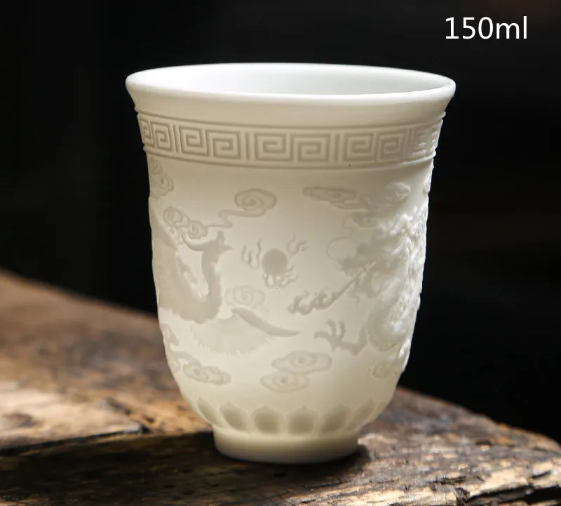 Chinese Three-dimensional White Porcelain Tea Cup