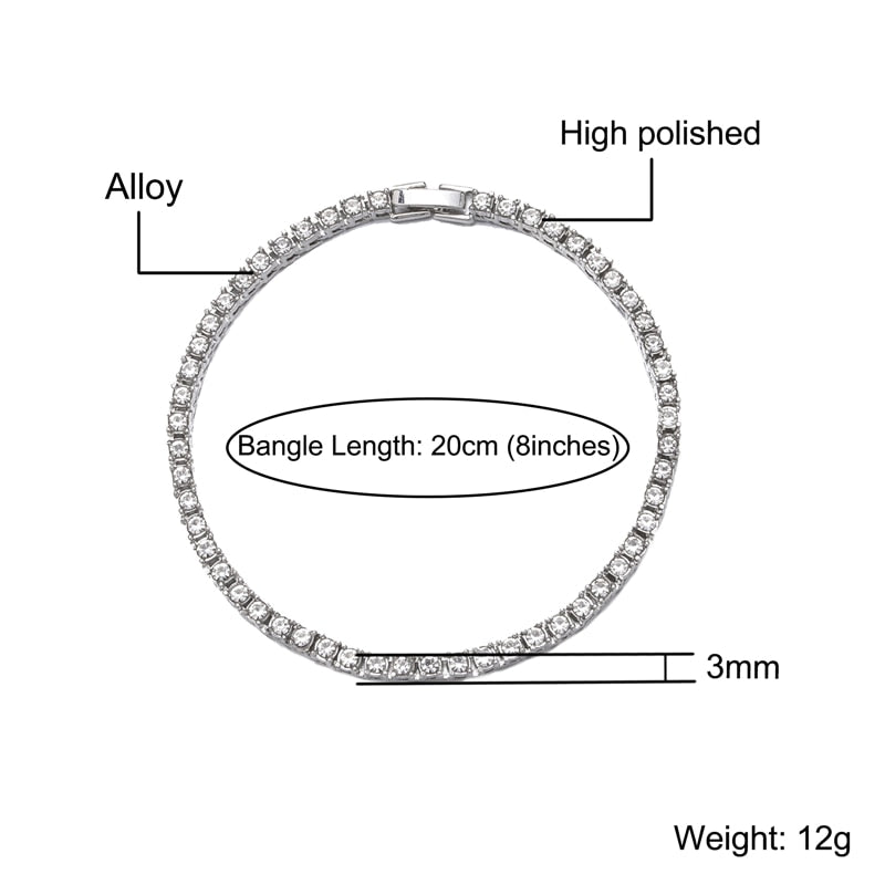 Hip Hop Cubic Zirconia chain Bracelet.