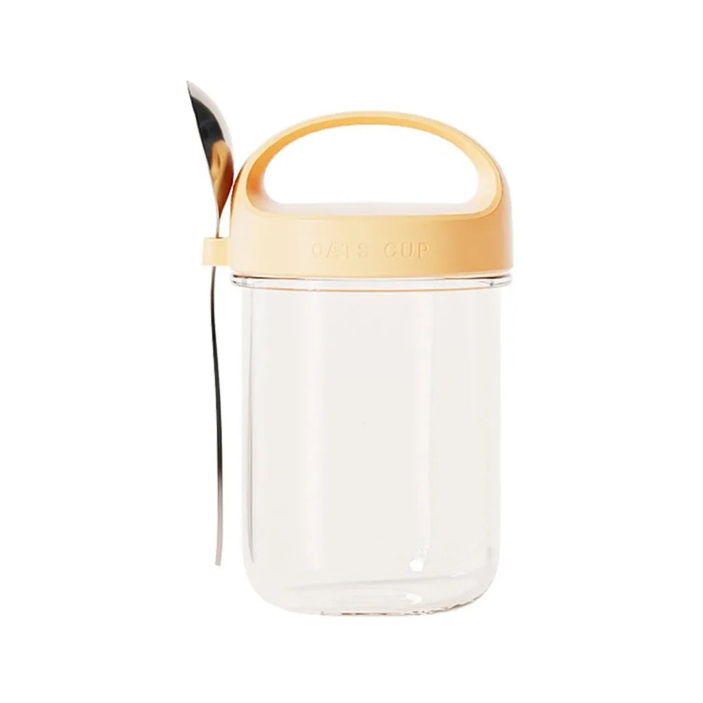 430ML Glass Cup With Lid And Spoon Great For Breakfast Oats Or Salad Cups