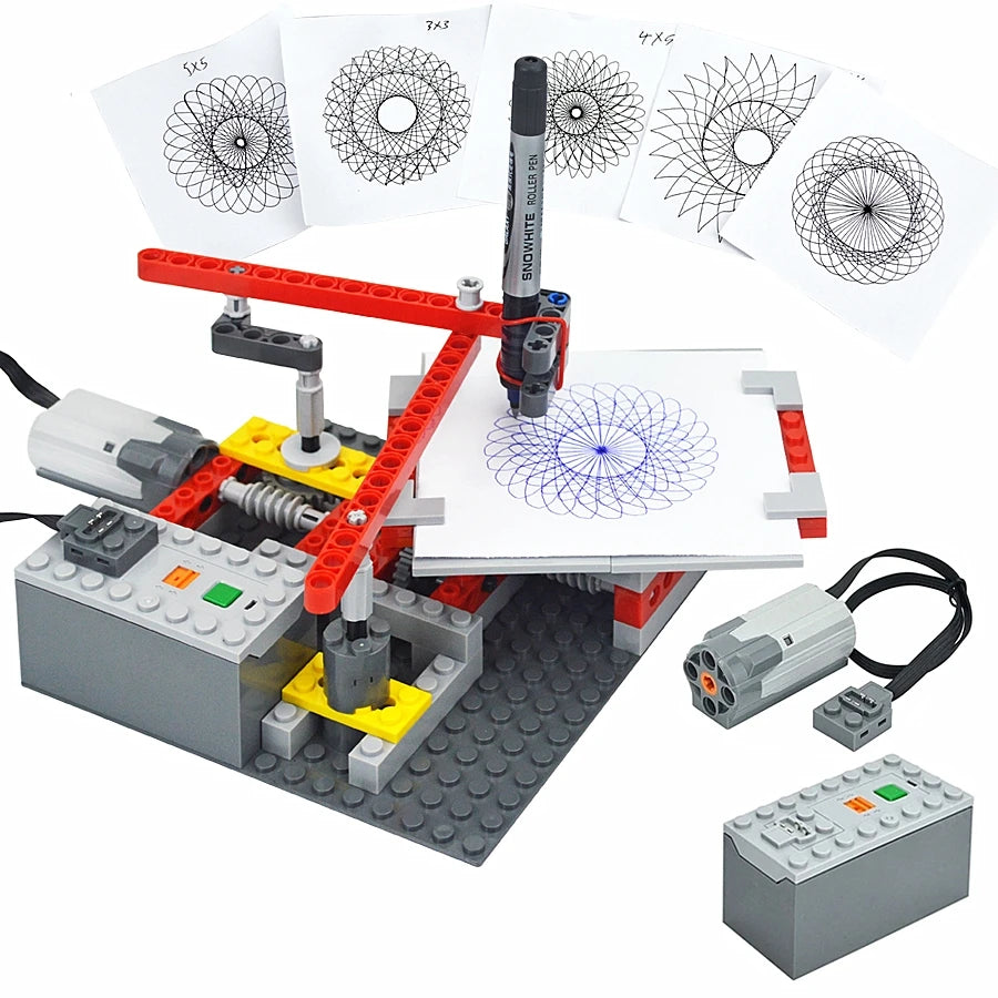 MOC 5110 Plotter Electric Motor Bricks Machine Model Drawings Technical Assemble Building Blocks