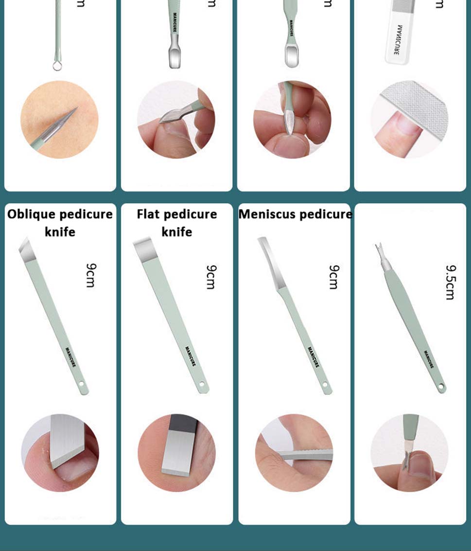 12 or 16 pcs Stainless Steel Manicure/Pedicure Set with Leather case.