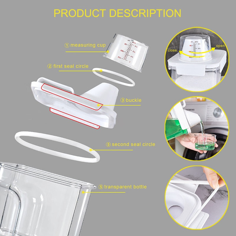 METKA Multipurpose Plastic Storage Container with Measuring Cup. Great for Laundry Powder, Cereal or Pet food.